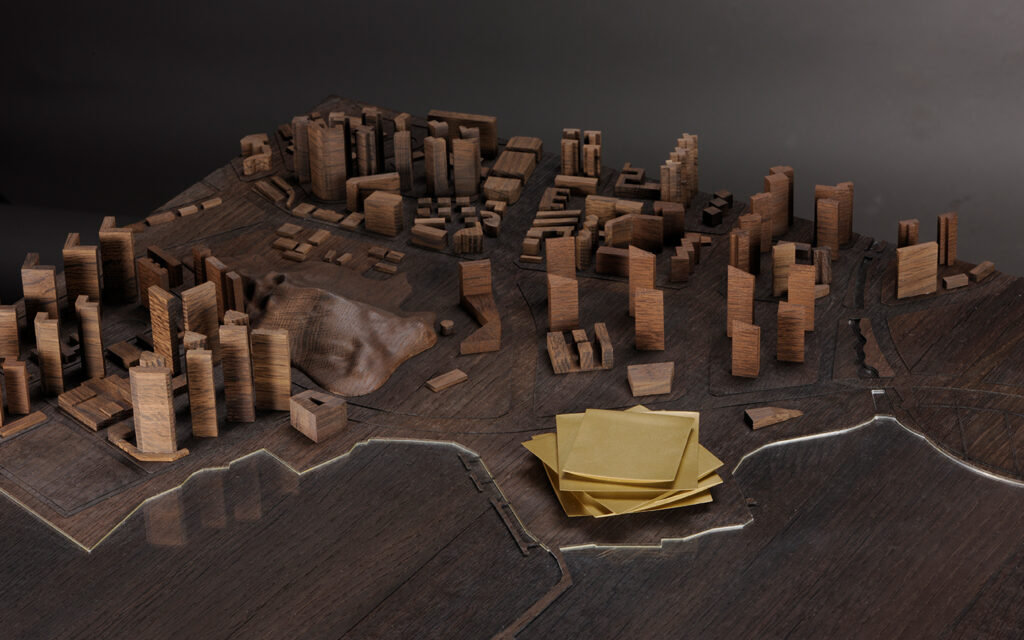 Architectural model conceptual competition wood scale 3000